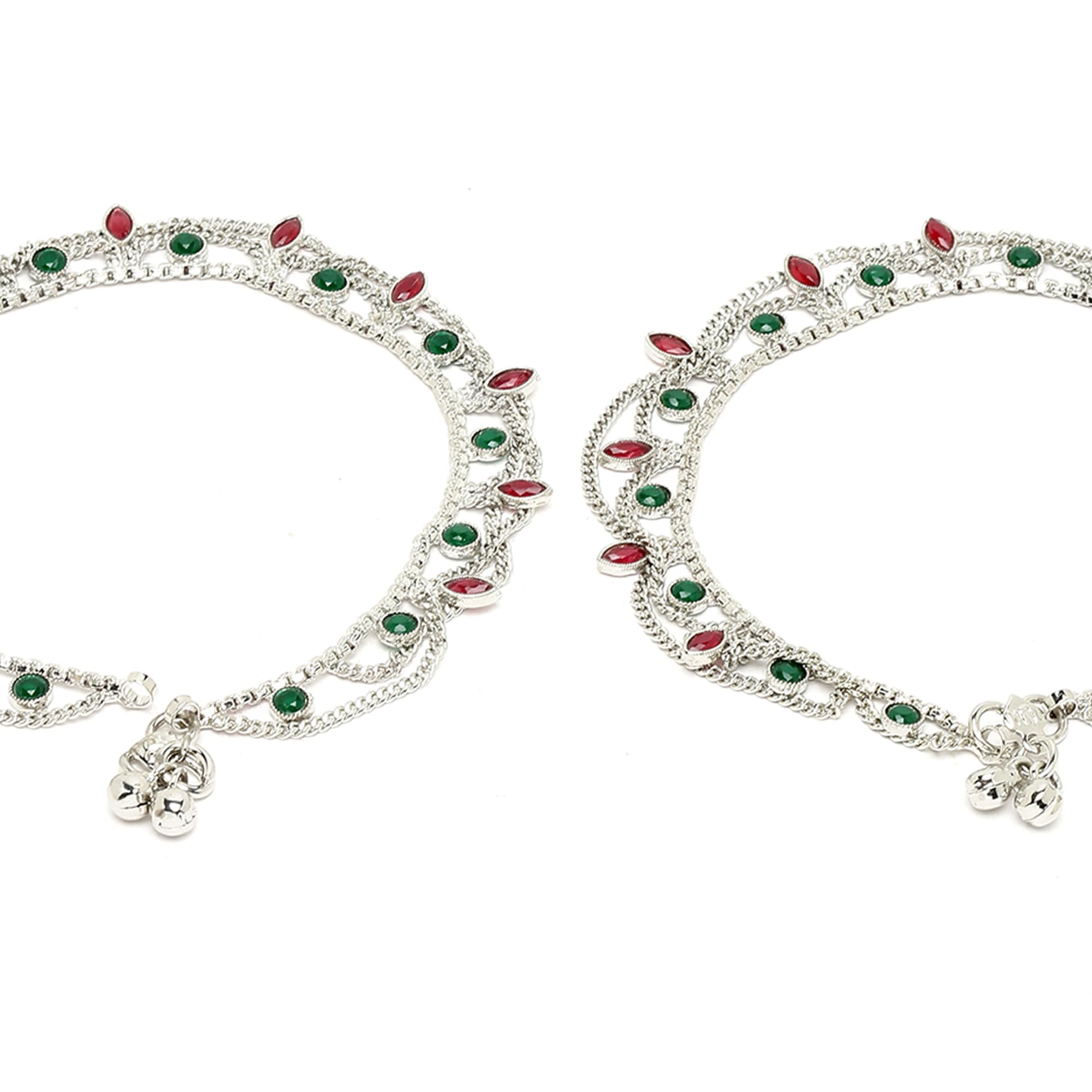 American Diamond Studded Copper Pair of Anklets Jewellery